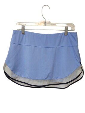 Lucky in Love Periwinkle Athletic Skort Attached Shorts Navy Trim Mesh Insert